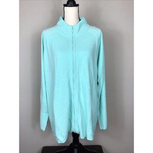 Quacker Factory Mint Rhinestone Zip Cardigan Sweater, Sz 2X NWT